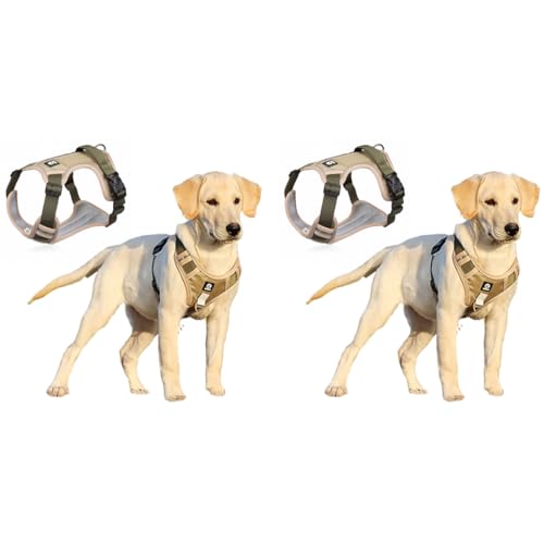 Qpets® Dog Harness No-Pull Pet with Safety Reflective Strip for Dogs Large Size Control Handle Belt Outdoor Oxford Cloth Vest Khaki XL Suitable for 22.5-45kg 2 PCS Qpets® Dog Harness No-Pull Pet with Safety Reflective Strip for Dogs Large Size Control Handle Belt Outdoor Oxford Cloth Vest Khaki XL Suitable for 22.5-45kg 2 PCS